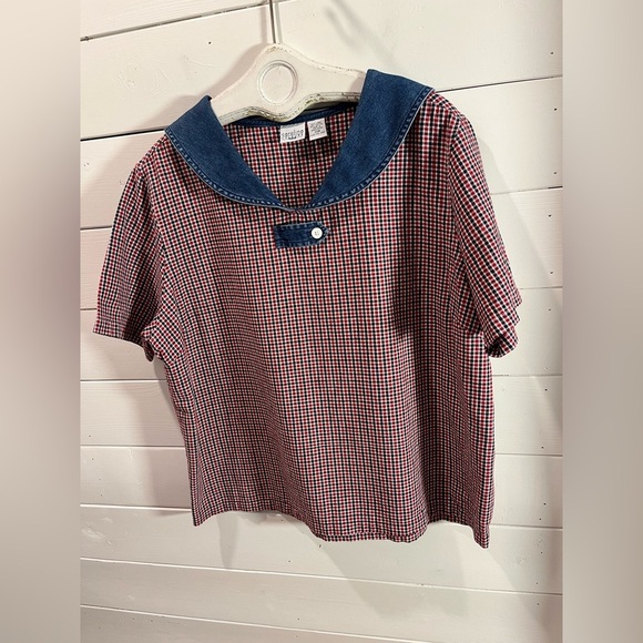 ❤️CAROLINA COLOURS Plus – Vintage Plaid Sailor Top – Size 20W - Picture 6 of 9